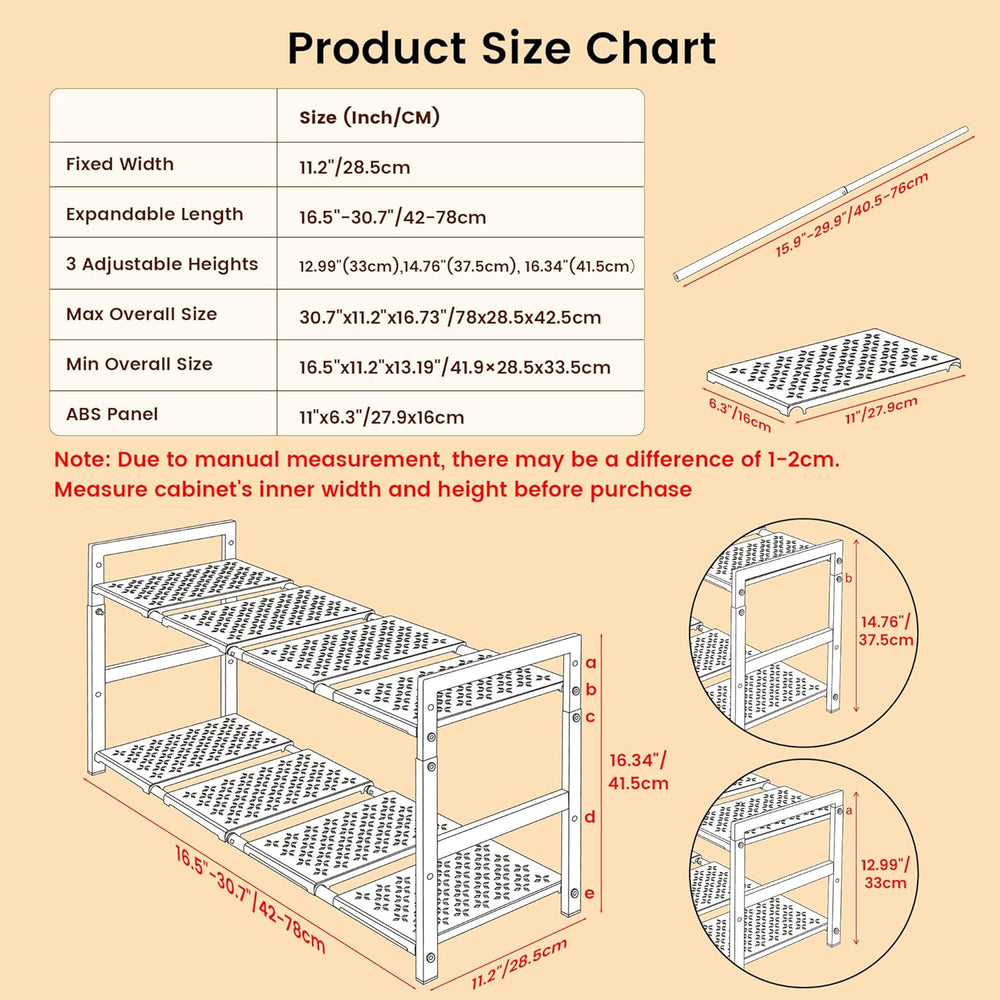 Under Sink Organizer and Storage 16.5"-30.7" Expandable Length, Adj...