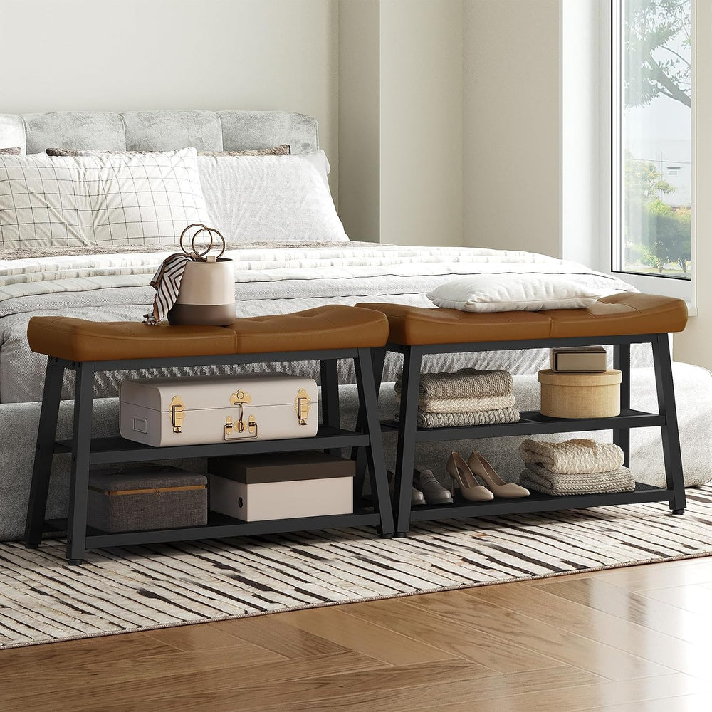 YATINEY Shoe Bench, 3-Tier Shoe Rack, Entryway Bench with Storage and Cushion...