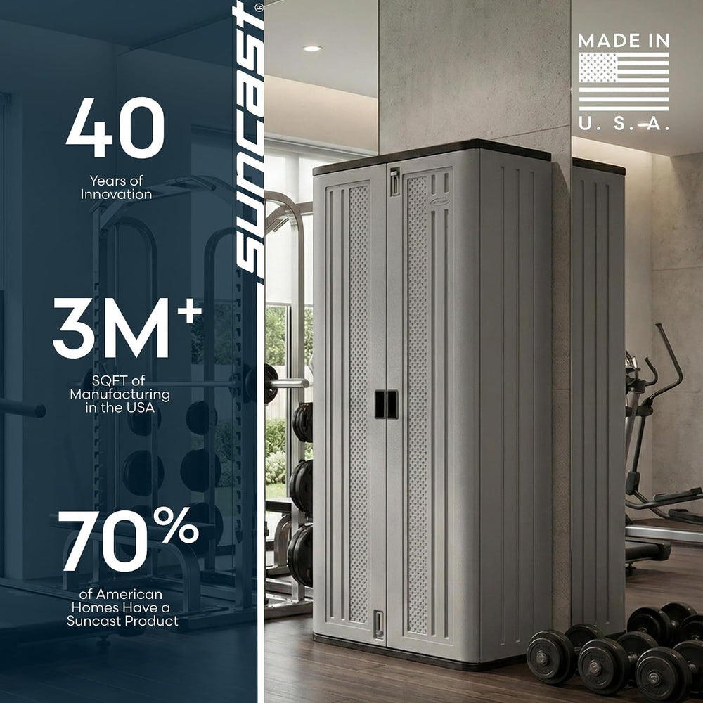 Suncast 72-Inch Tall Storage Cabinet, Platinum Resin Garage Storage Cabinet