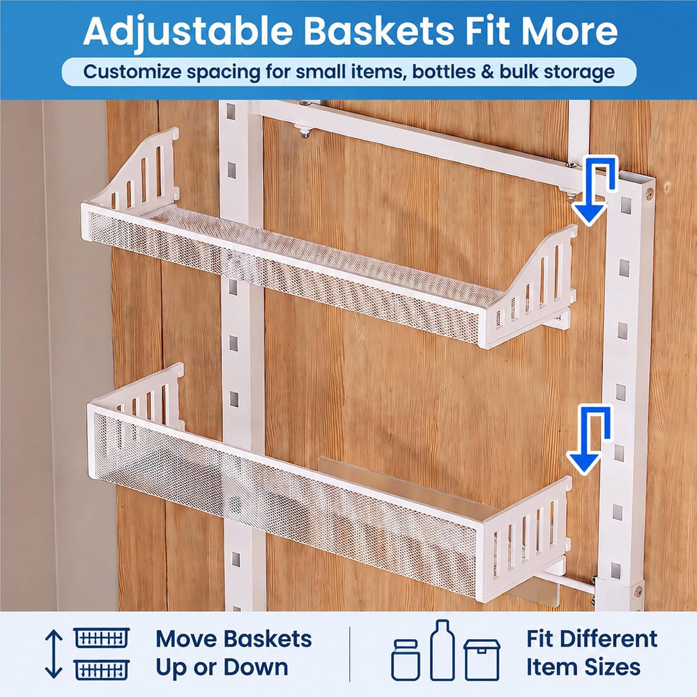 MOONEDGE 8-Tier Over the Door Pantry Organizer, Metal Door Storage Rack