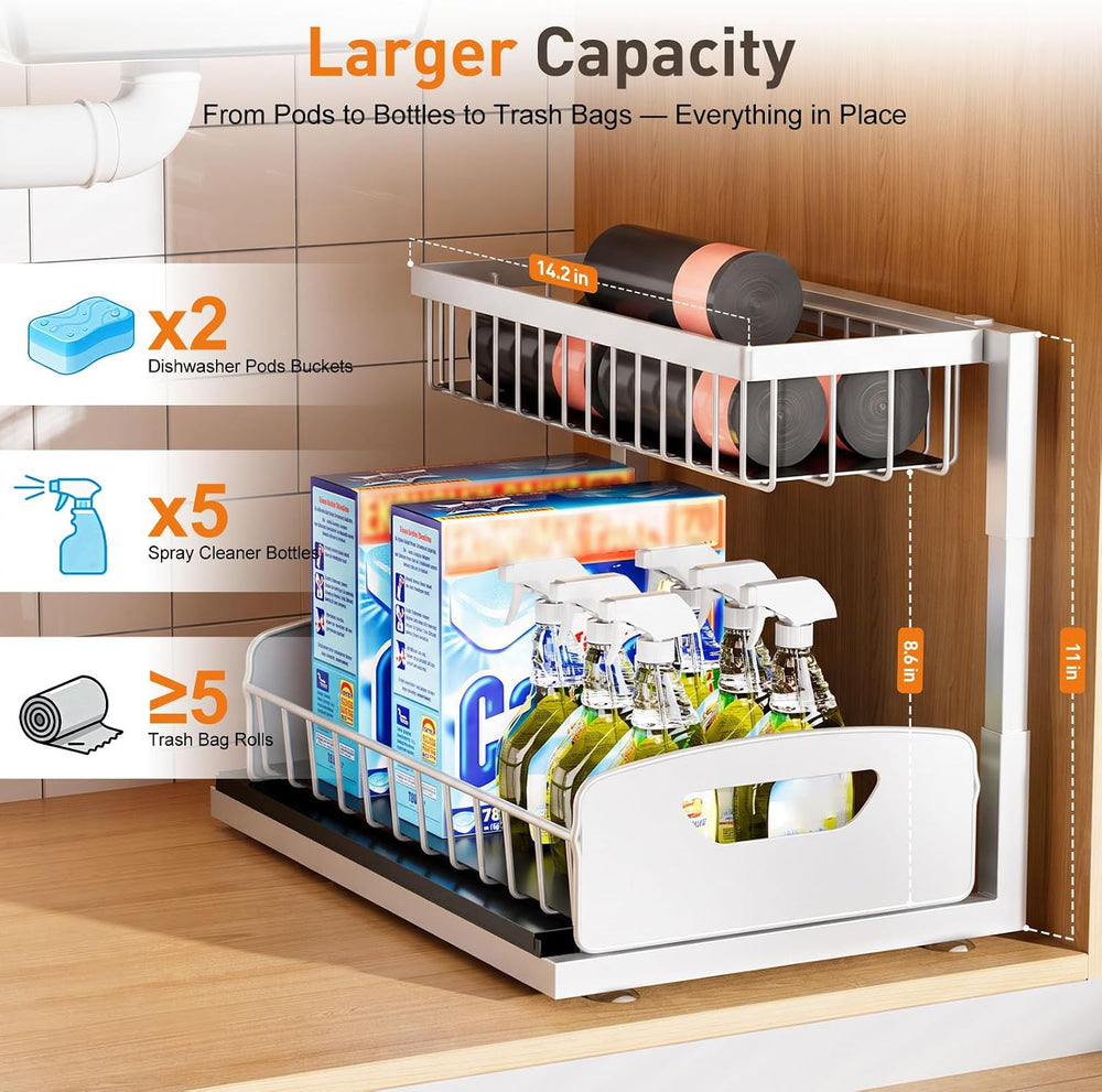 AIDIAM Under Kitchen Sink Organizer, Metal Pull Out Bathroom Organizers and S...