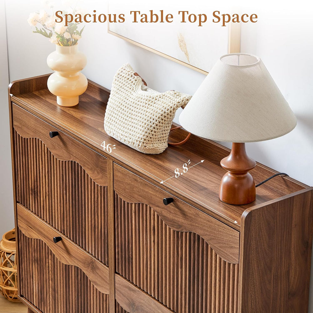 BERRYMERRY 47.2” Wide Shoe Storage Cabinet for Entryway with 4 Flip Drawers