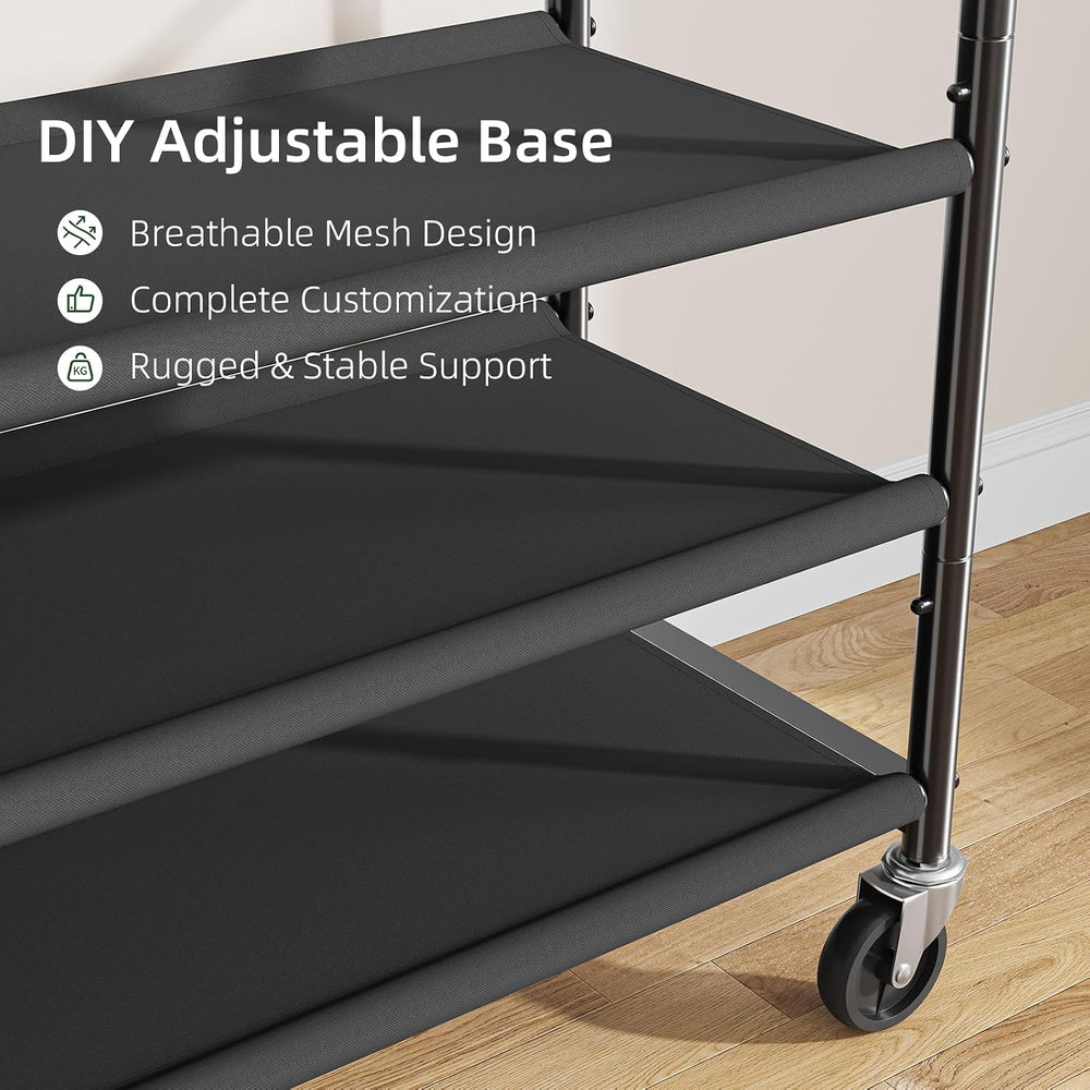 Ekisemio Double Rods Clothes Rack for Hanging Clothes, Rolling Clothing Rack ...