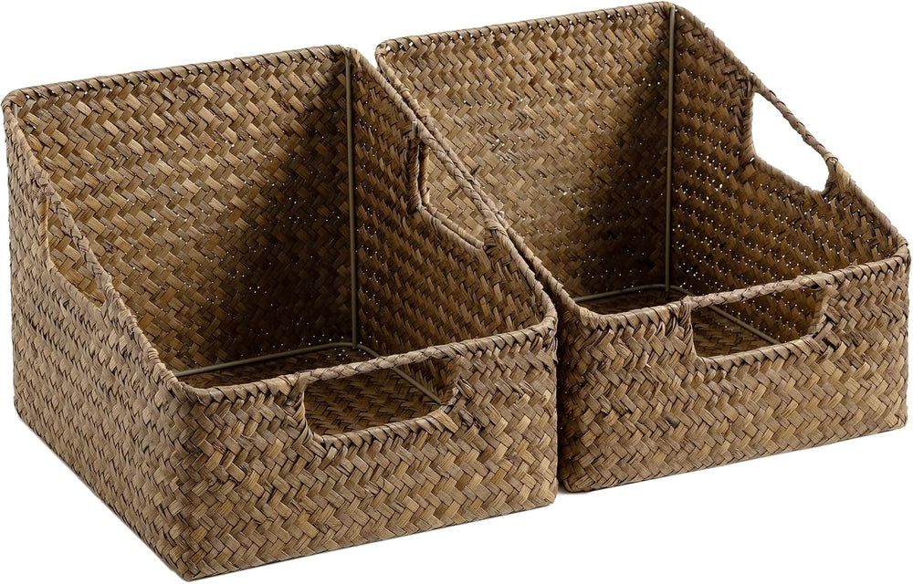 StorageWorks Pantry Baskets for Organizing, Seagrass Storage Baskets, 2Pack