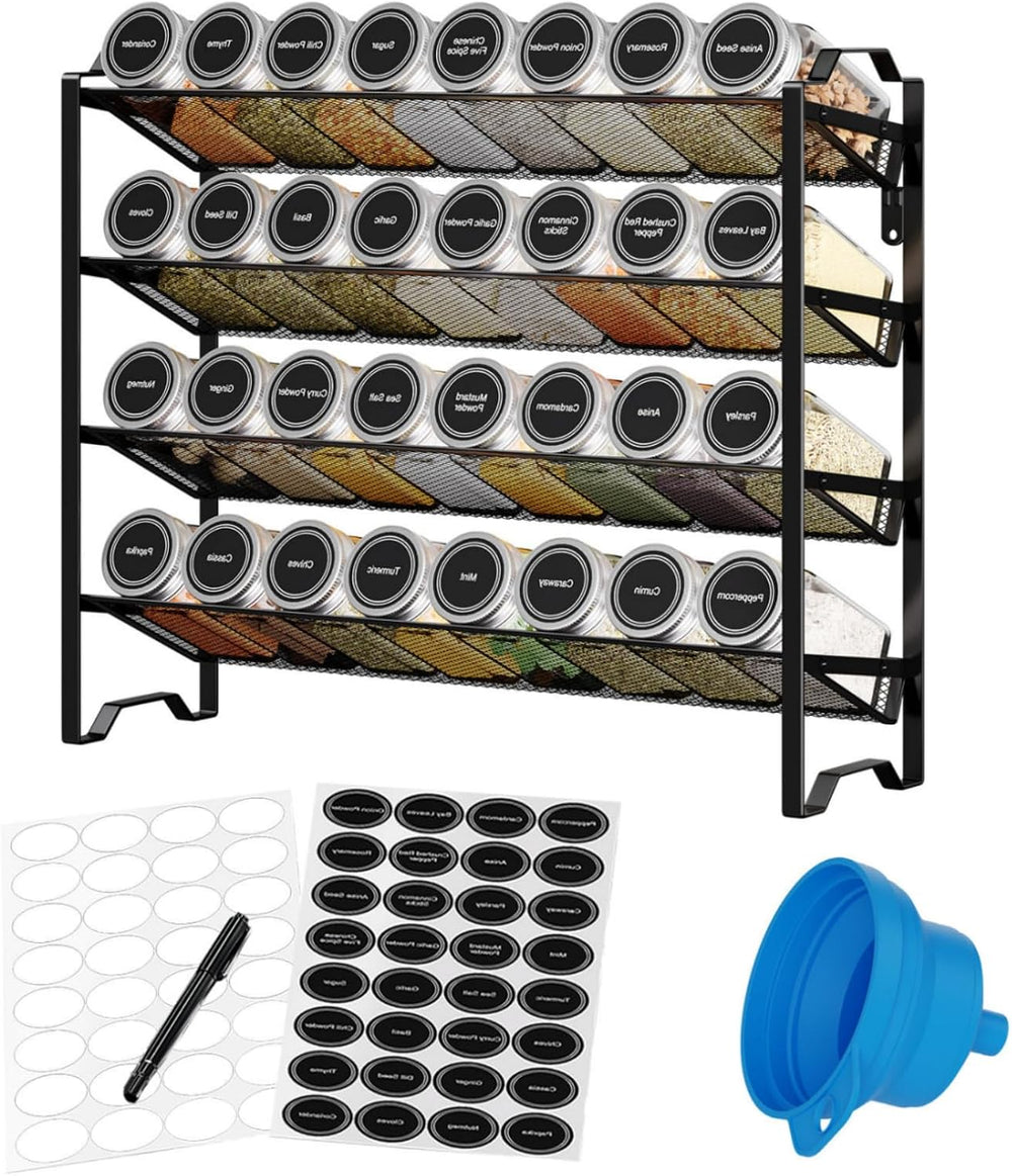 Simple Trending 4-Tier Spice Rack Organizer, Spice Rack with 32 Empty Spice J...