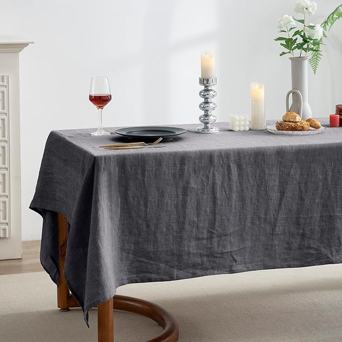 EVERLY 100% Pure Linen Rectangle Tablecloths 60x108Inches for Dining,Buffet P...