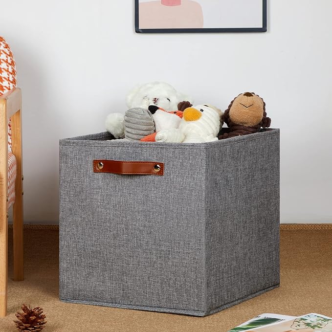 DULLEMELO Fabric Storage Cubes, 13 inch Cube Stroage Bins (4 Pack)