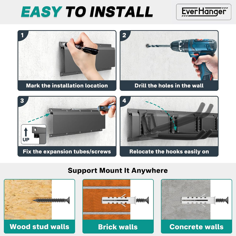 Garage Tool Storage Organizer, Wall Mount Garden Tool Rack