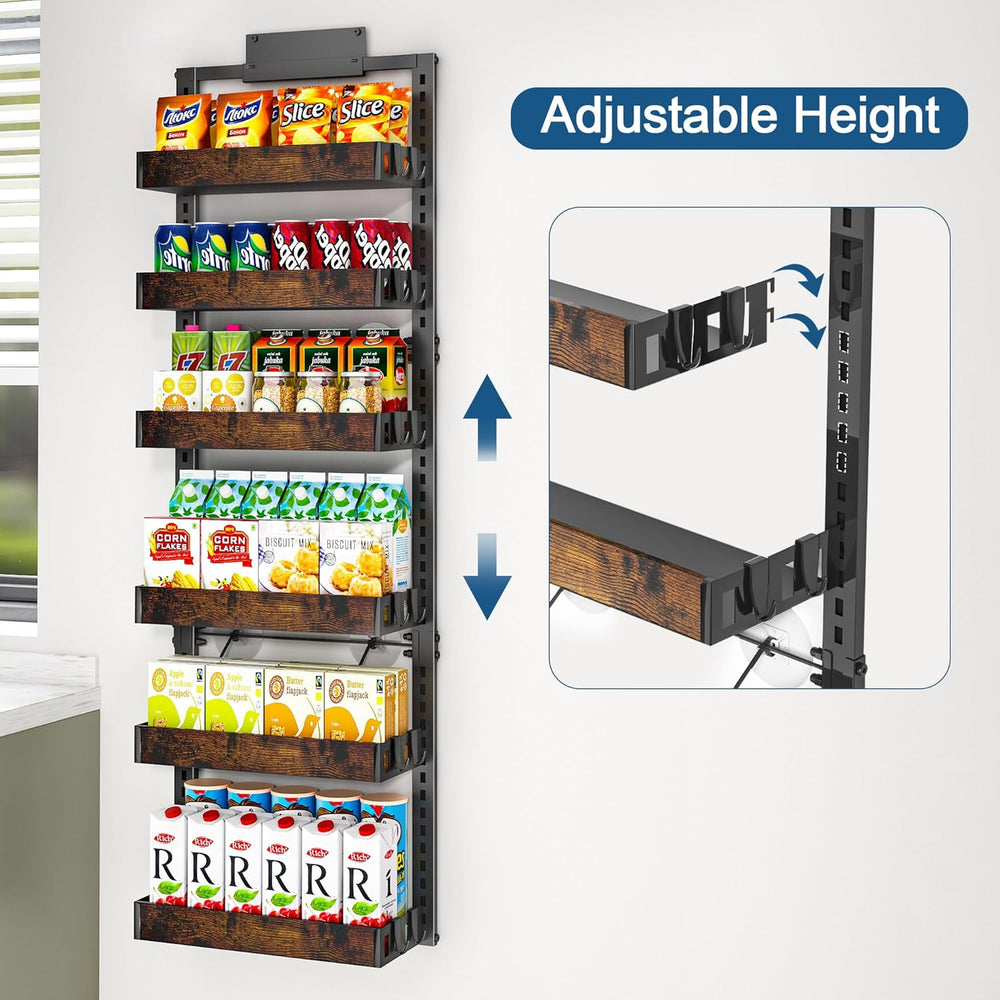 6-Tier Over the Door Pantry Organizer, Adjustable Basket Spice Rack
