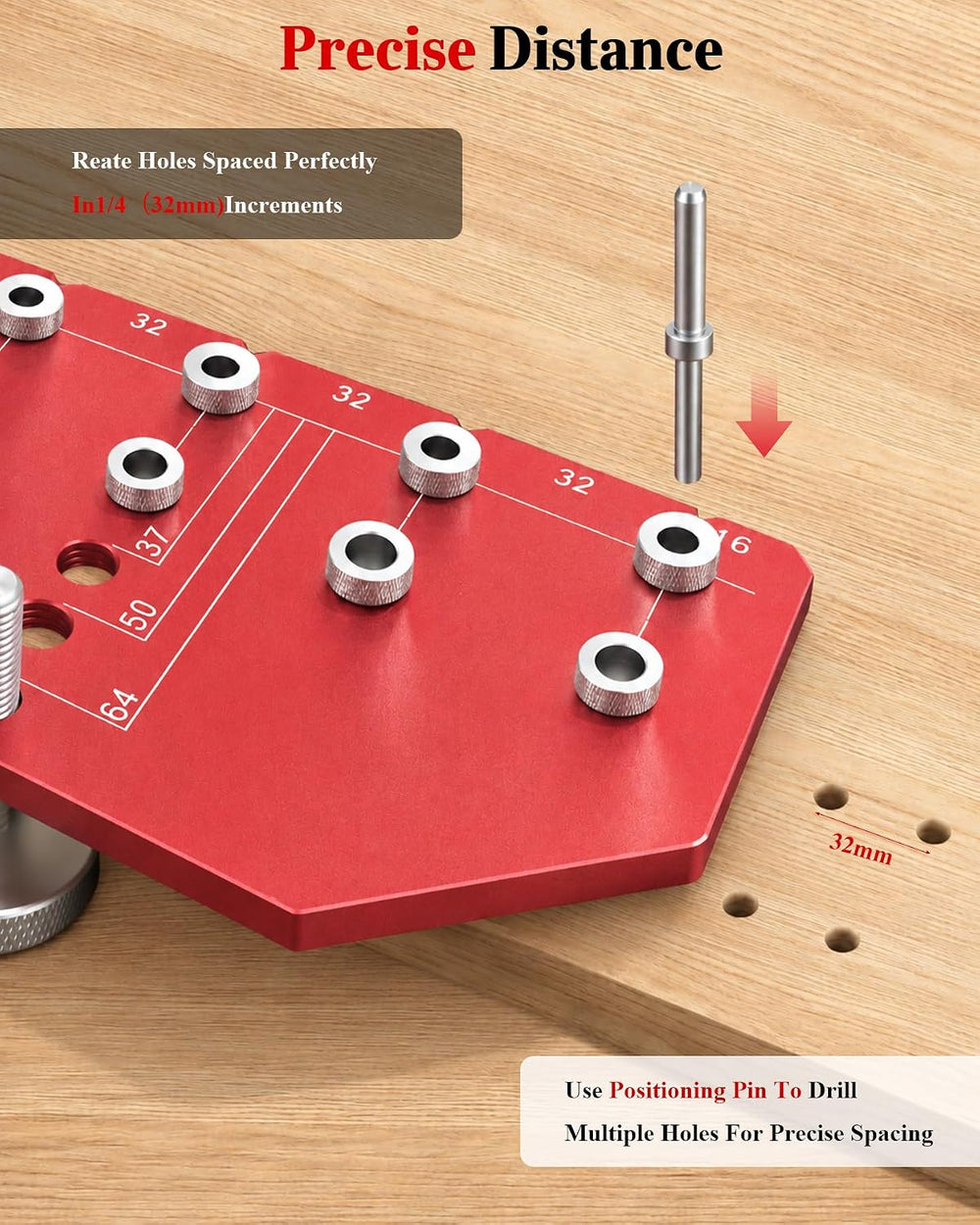 TANYO 11-Hole Shelf Pin Jig, 1/4" & 5mm Drill Bits, Cabinet Hardware