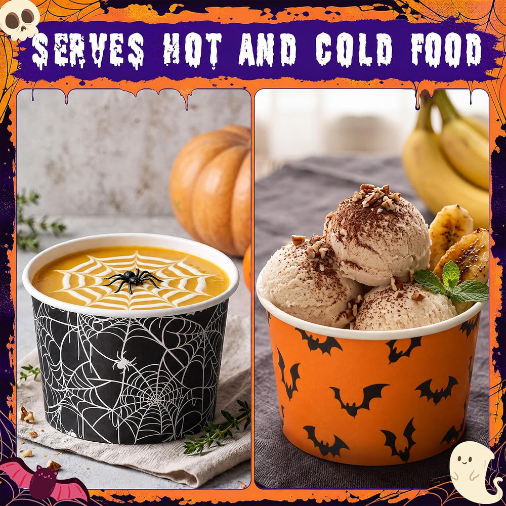 Zhehao 180 Pcs 8 oz Classic Halloween Snack Bowls Paper Bowls for Soup