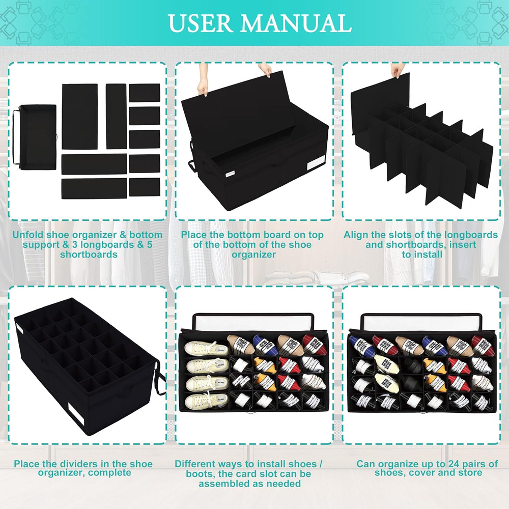 Luvhomee Shoe Storage Organizer, Fits 24 Pairs, Large Shoe Organizer Box for ...