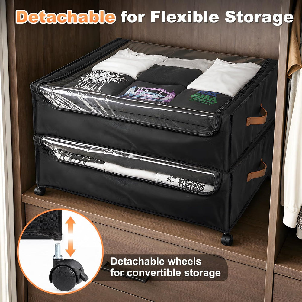 100L Extra Large Under Bed Storage with Wheels, 9.5" Extra Tall Storage Box