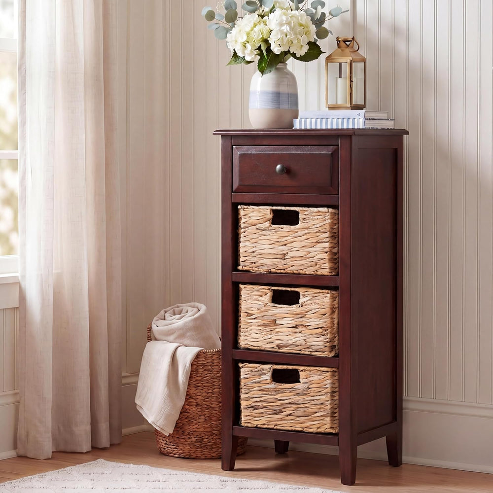SAFAVIEH Furniture - Michaela 1-Drawer Storage Unit - Cherry - Solid Wood - F...
