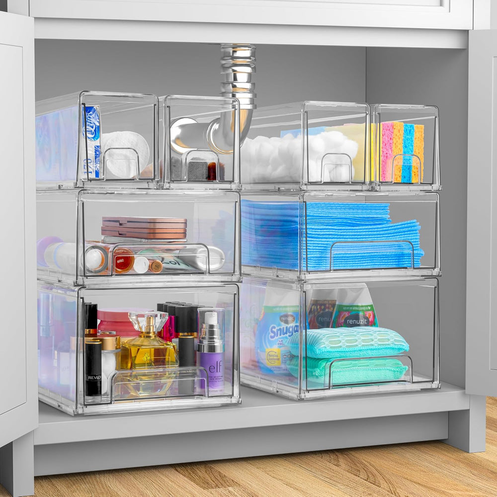 Sorbus Clear Stackable Storage Drawers with Pull-Out Bins (Large, 2 Pack)