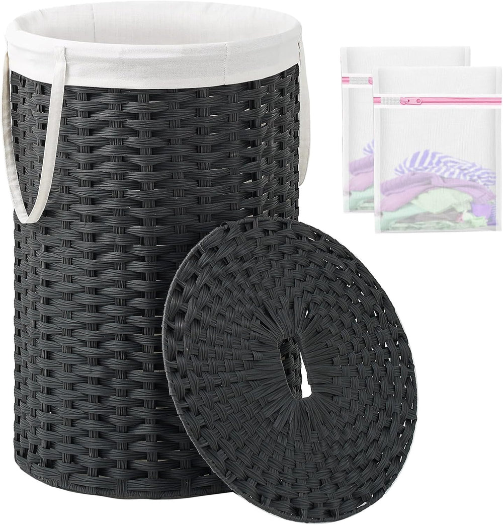 Large Laundry Hamper Laundry Basket Round 34.3 Gal Handwoven Wicker Laundry