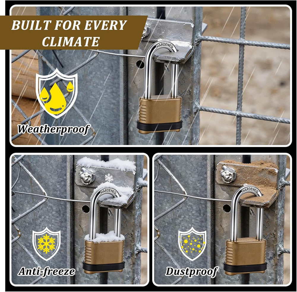 Peacoblue 4 Pack Heavy Duty Combination Lock, 4 Digit Combination Padlock wit...