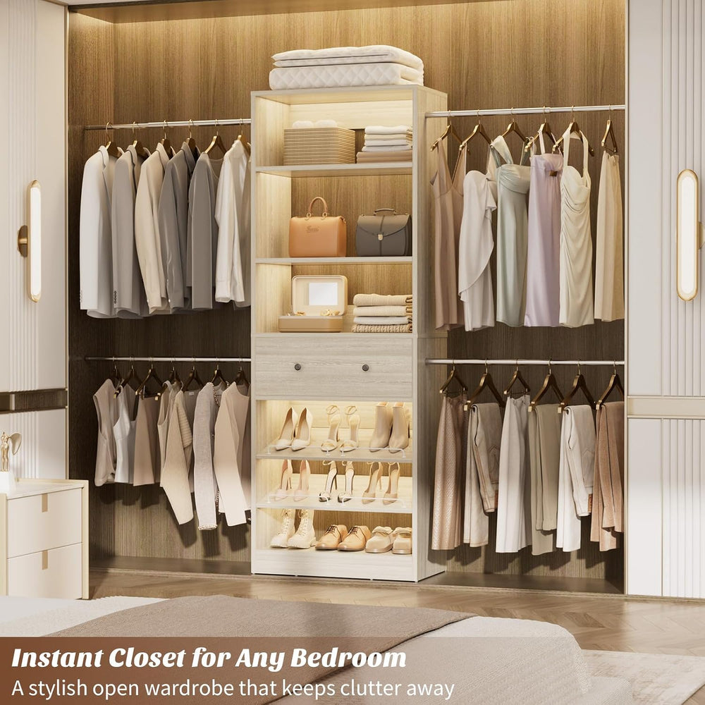 Armocity Wood Closet Organizer System - 4FT-9FT Expandable Wardrobe Closet wi...