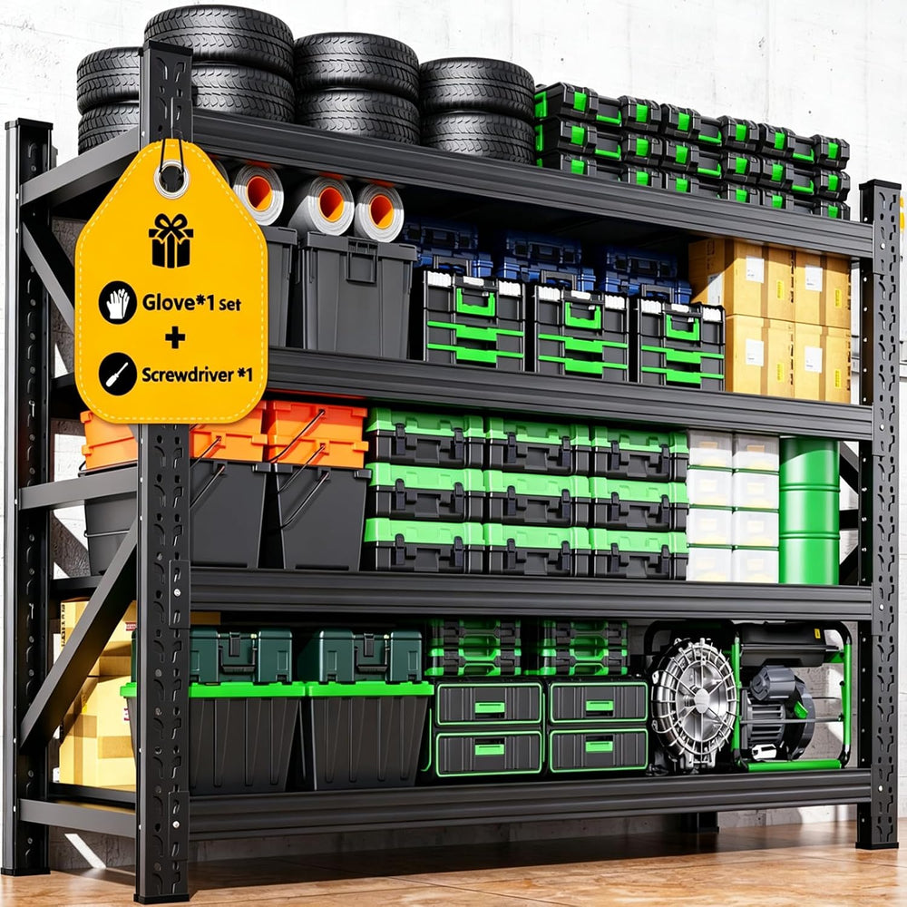 69"W Garage Shelving Heavy Duty Shelves, 4-Tier Garage Storage Shelves, ...