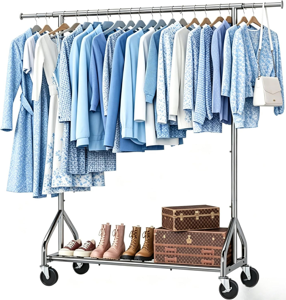 Simple Trending Heavy Duty Clothes Rack, Extensible Clothing Rack, Chrome