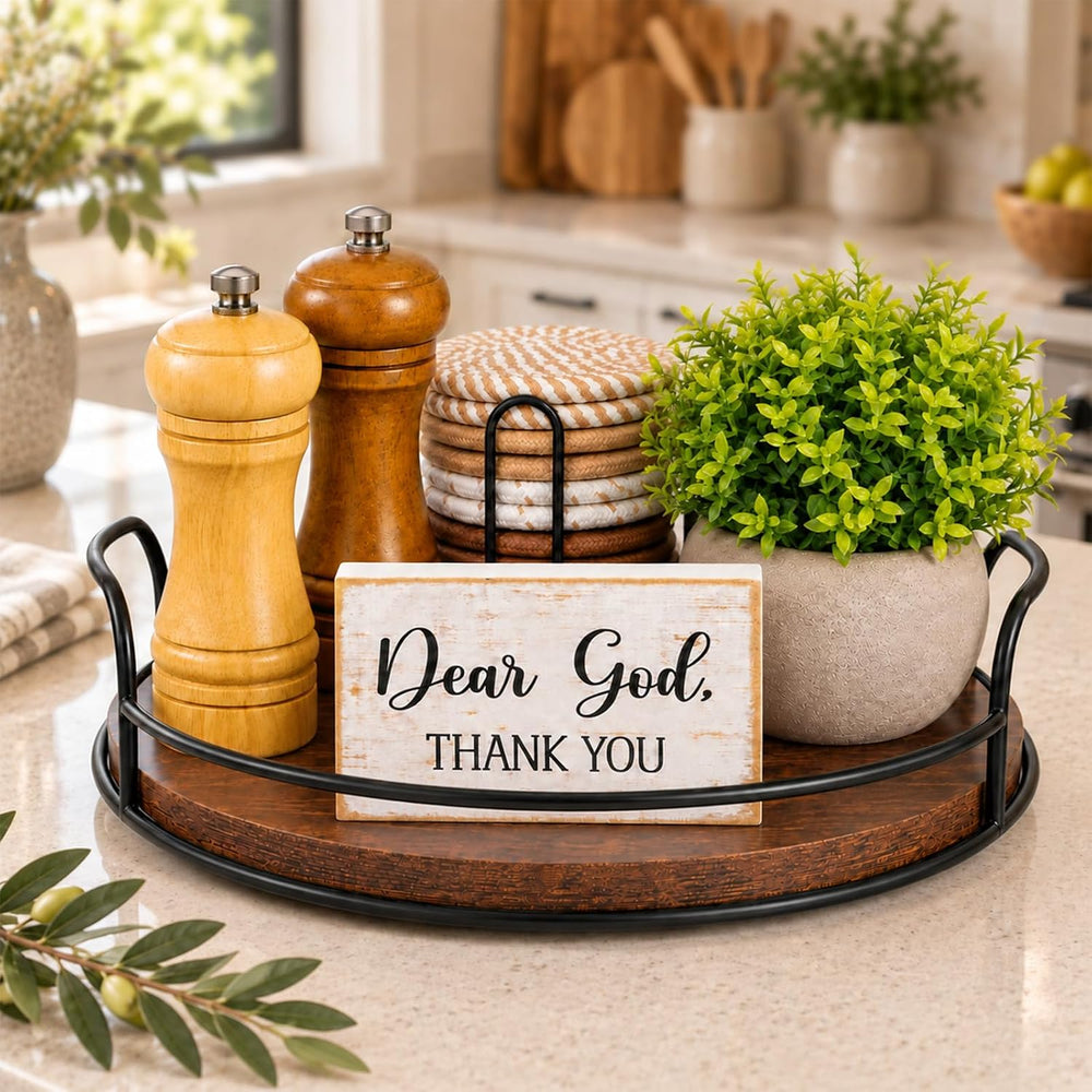Farmhouse Lazy Susan Kitchen Decor Set of 5 for Dining Table, Table Decor