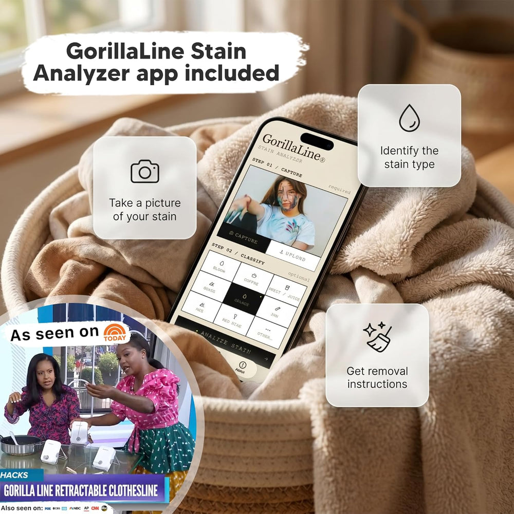 GorillaLine - Retractable Clothesline Indoor Outdoor Clothes Line - Heavy Dut...