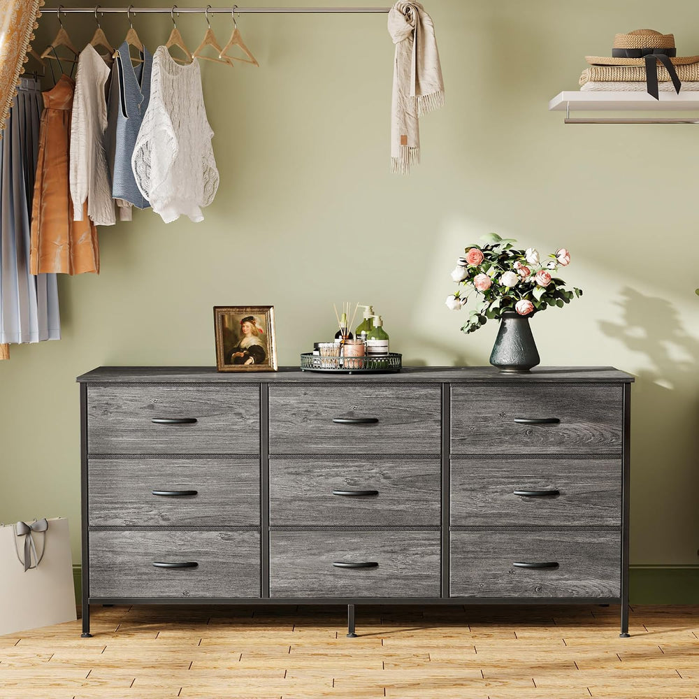 Huuger 9 Drawer Dresser for Bedroom, 47 Inch Dresser TV Stand for 50, 55 Inch...