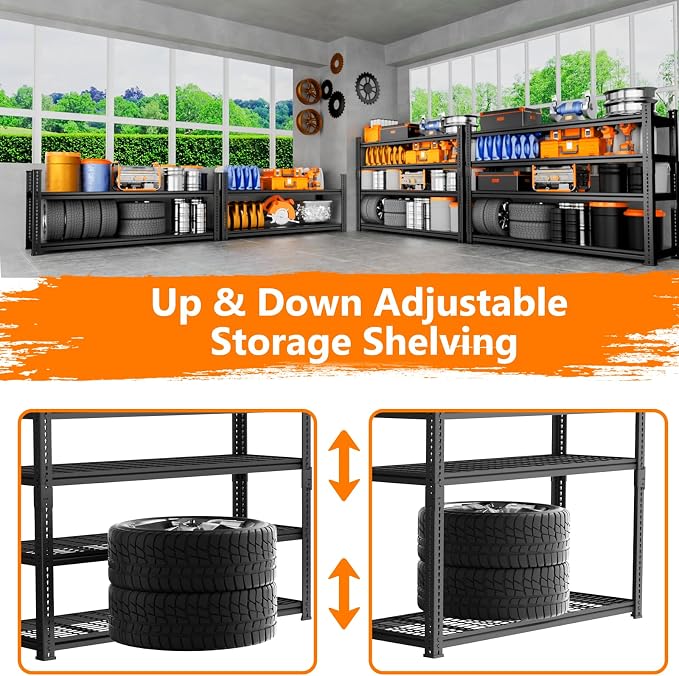 Storage Shelves Heavy Duty 2 PCS, 5-tier Adjustable Metal Industrial Utility