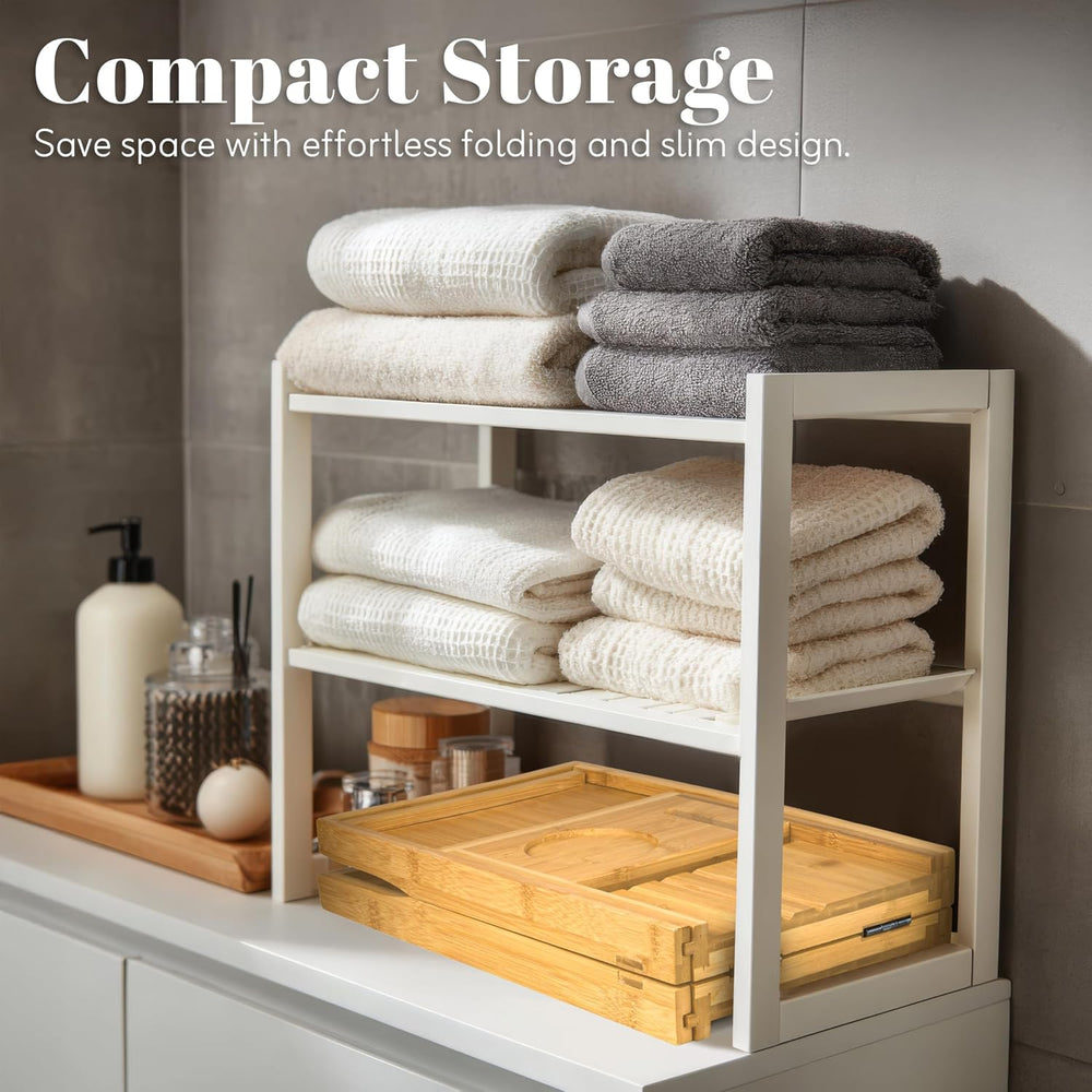 Home It Premium Bathtub Tray Caddy - Foldable, Expandable, Fits Most Tubs
