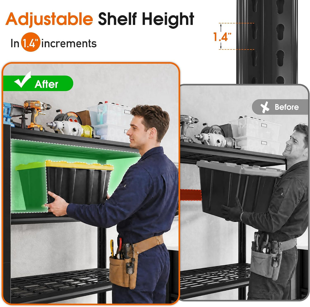 REIBII 40"W Garage Shelving with Double-layer Frame for Homeowners and DIY