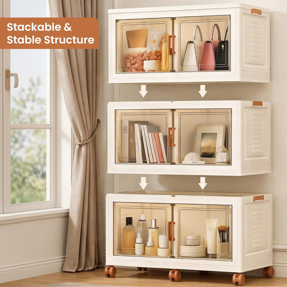 FINCHESCLUB 568QT/141GAL 3 Tier Stackable Storage Bins, Foldable Cabinets wit...