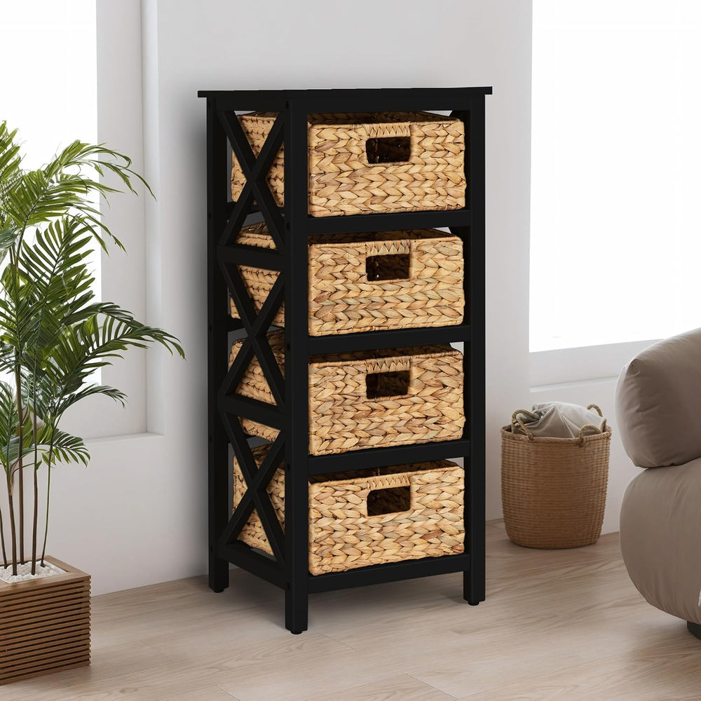 4 Tier X-Side End Storage Cabinet, Black