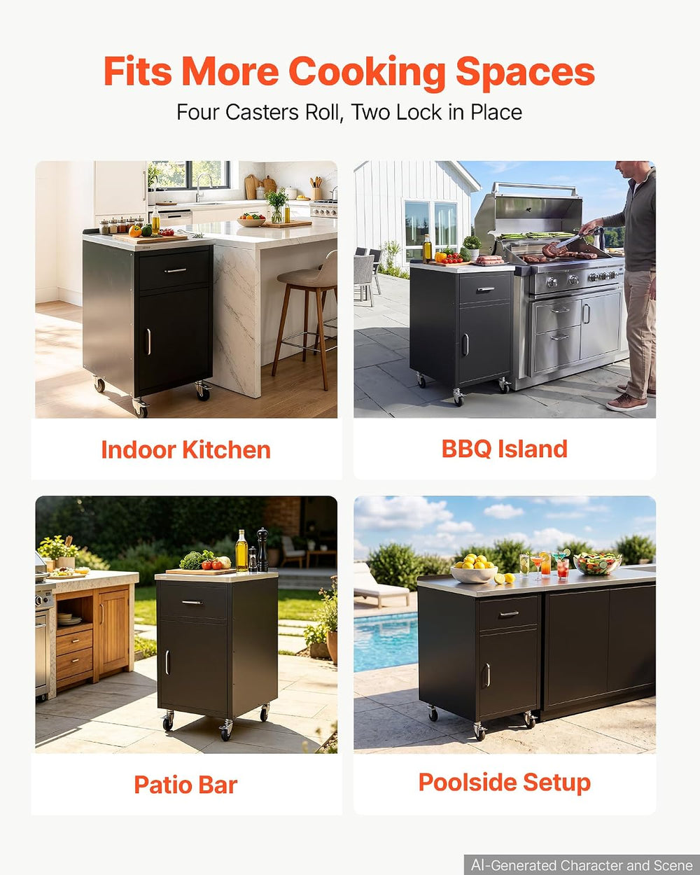 VEVOR Outdoor Kitchen Drawers,23"W x 37"H x 20"D, Cabinet/Tras...