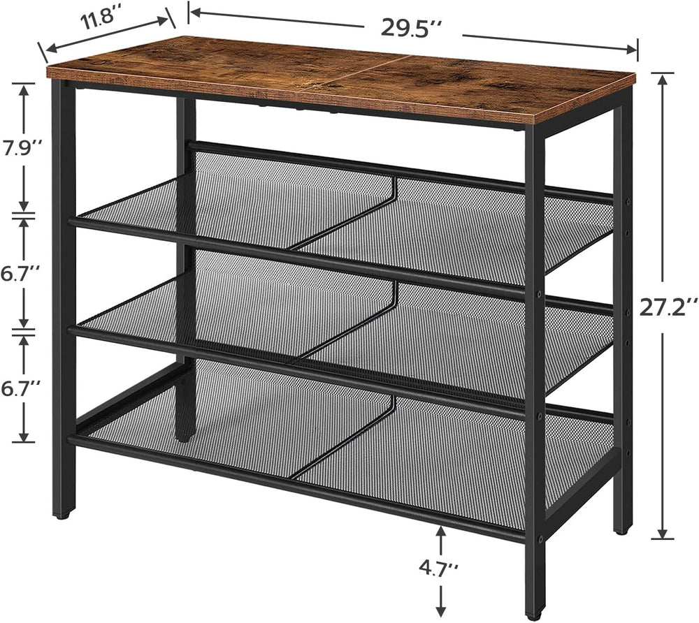 HOOBRO Shoe Rack for Entryway, 4-Tier Shoe Organizer with Adjustable Mesh She...