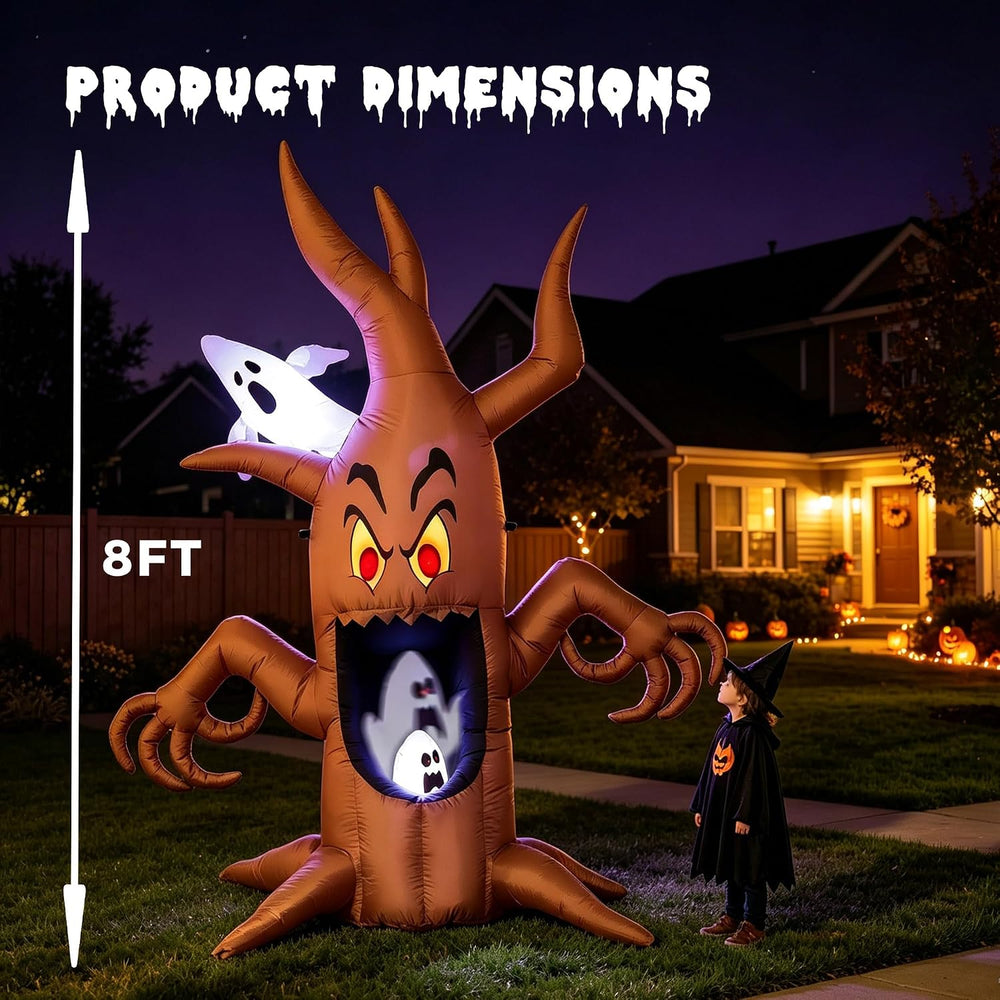 Oasis Trim 8Ft Inflatables Halloween Ghost Tree — Outdoor Yard Decoration