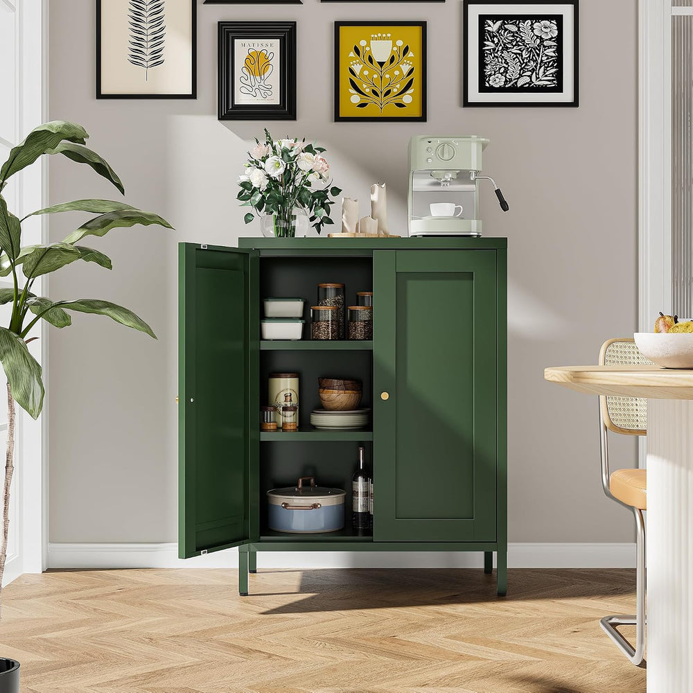 Small Bathroom Storage Cabinet, Green Metal Locker