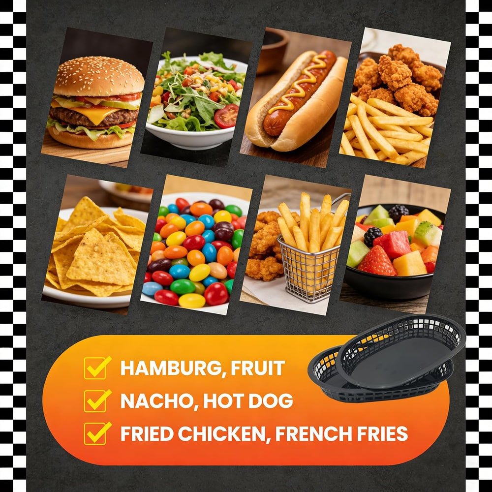 40 Pack Fast Food Baskets, Reusable Deli Fast Food Storage Basket, 10.5 x 7 I...