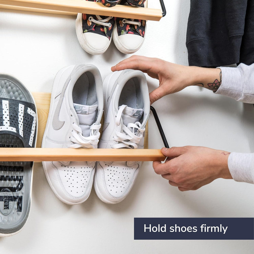 Wall Mounted Shoe Rack - A Wooden, Modern, Slim, and Small Shoe Storage Solut...