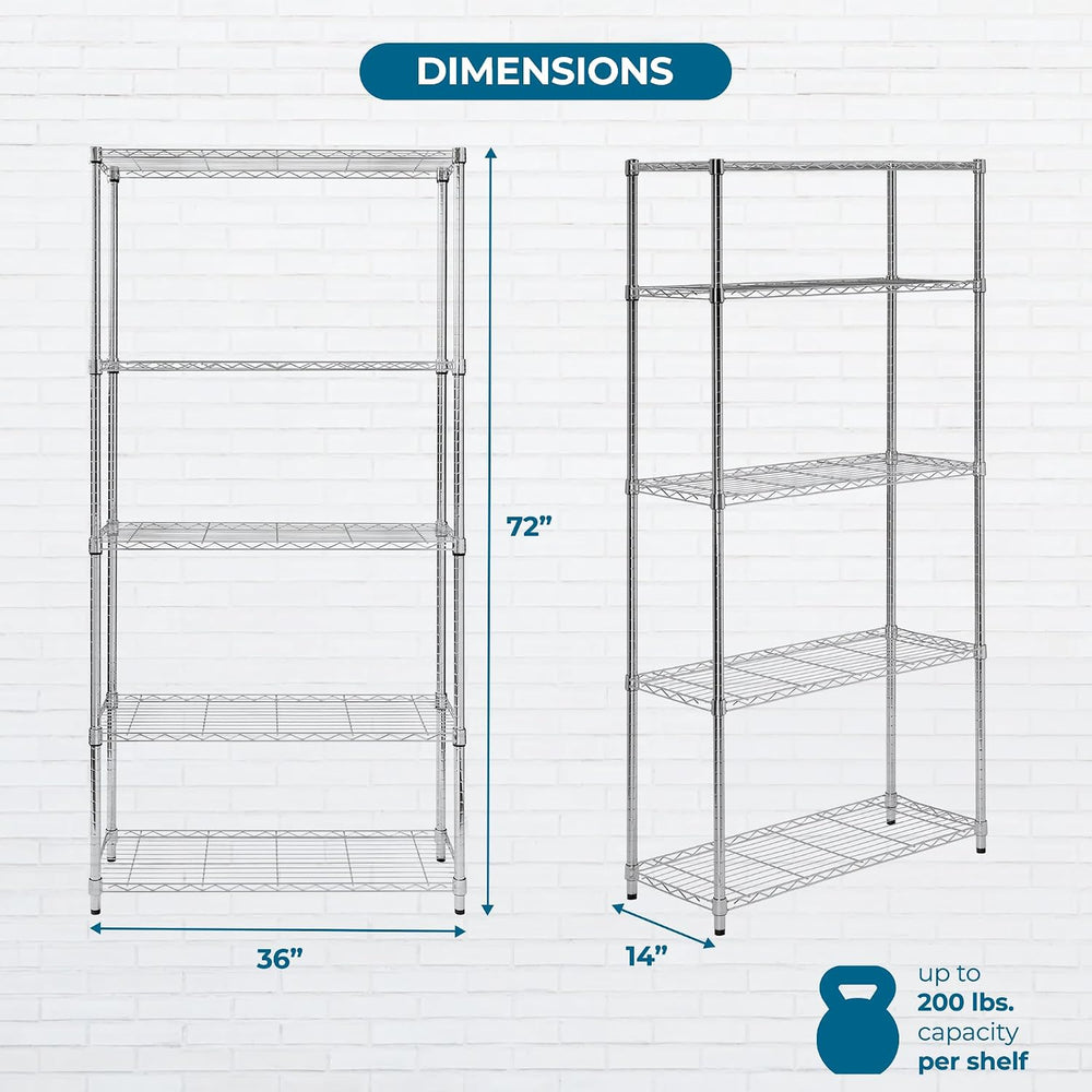 Honey-Can-Do 5-Tier Heavy Duty Adjustable Shelving Unit, 200-lb Per Shelf NSF...