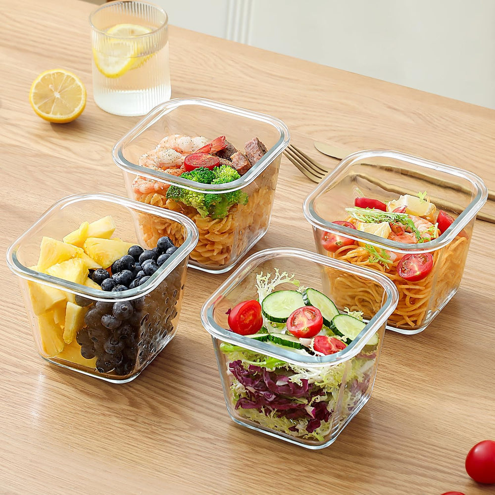 Borosilicate Glass Food Storage Containers With Lids，4 Cup/32 Oz, 4 Pack