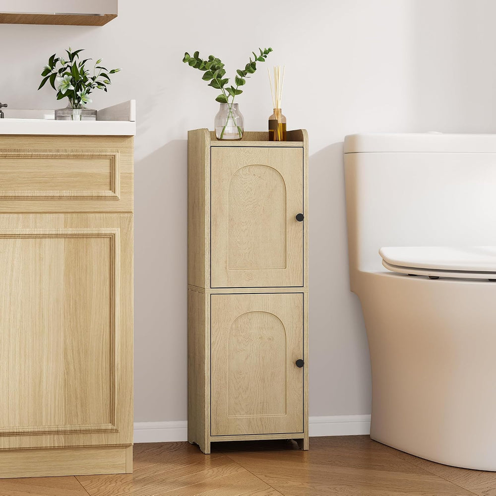 Hzuaneri Bathroom Storage Cabinet, Small Corner Floor Cabinet with 2 Doors