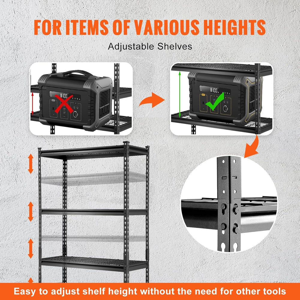 VEVOR Storage Shelving Unit, 5-Tier Adjustable, 2000 lbs Capacity, Heavy Duty...
