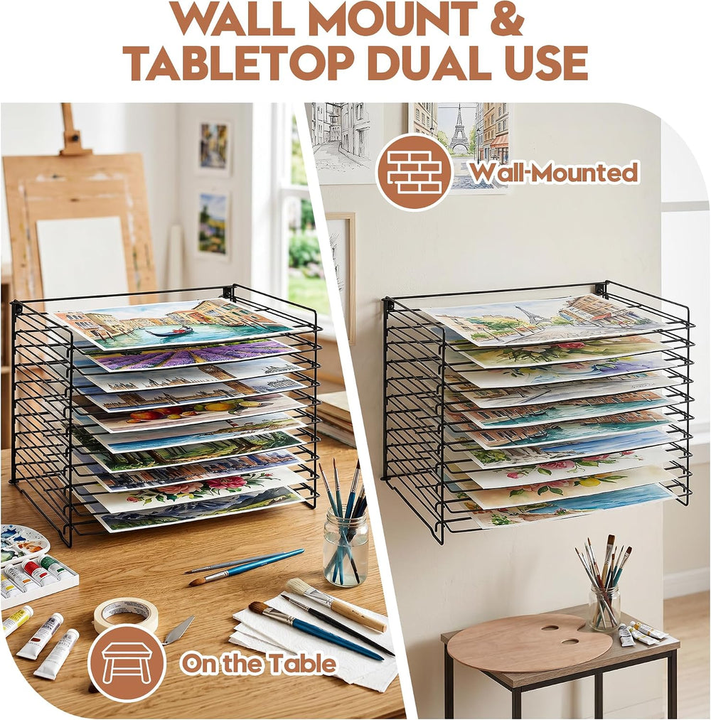 Wall Mount & Tabletop Art Drying Rack for Classroom, Art Storage Rack for...