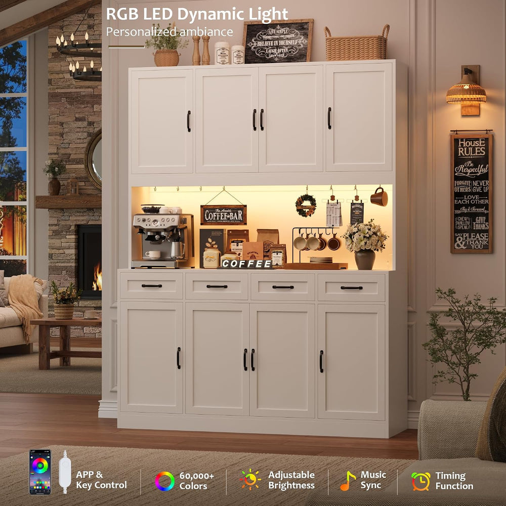 HITHOS 59"W Kitchen Pantry Storage Cabinet, 73" Large Hutch Cabinet...