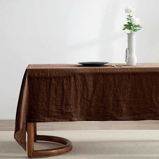 EVERLY 100% Pure Linen Rectangle Tablecloths 60x84Inches for Dining,Buffet Pa...
