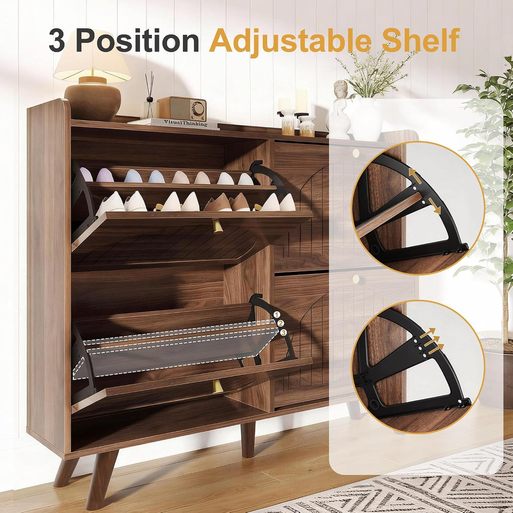 Decofy 47.2” Shoe Cabinet with 4 flip-Down Drawers, Three Adjustable Levels, ...