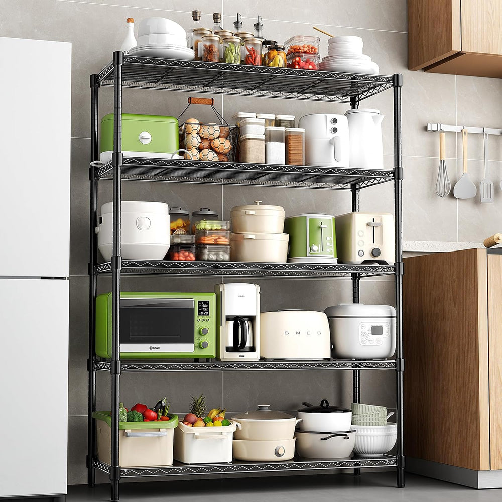 48" W Garage Shelving 1875LBS Heavy Duty Wire Shelving Unit, Metal 5-Tie...