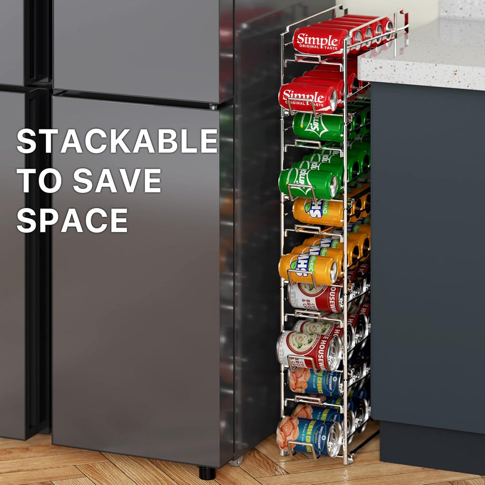 Simple Houseware 4-Pack Soda Can Stackable Rack Dispenser Organizer, Chrome