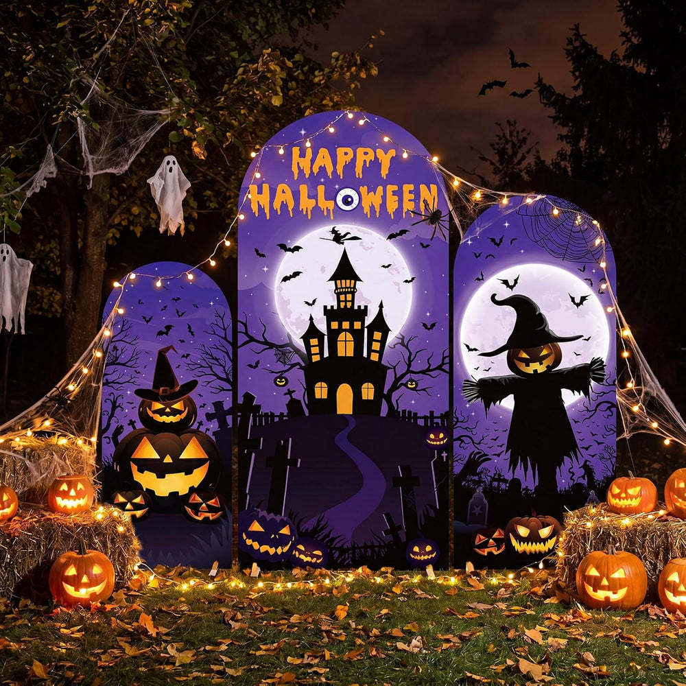 WovWeave Halloween Castle Arch Cover Backdrop Decorations Set of 3