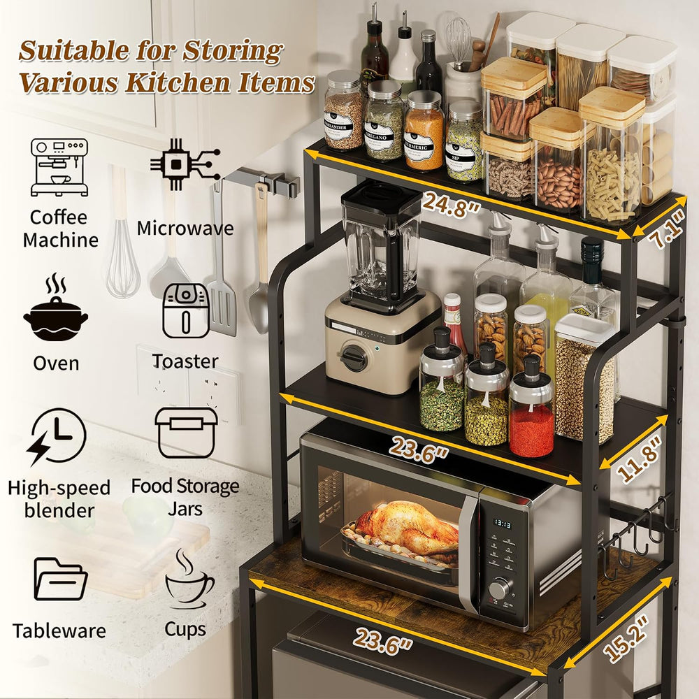 3 Tier Mini Fridge Stand Shelf with Storage for Kitchen and Dorm